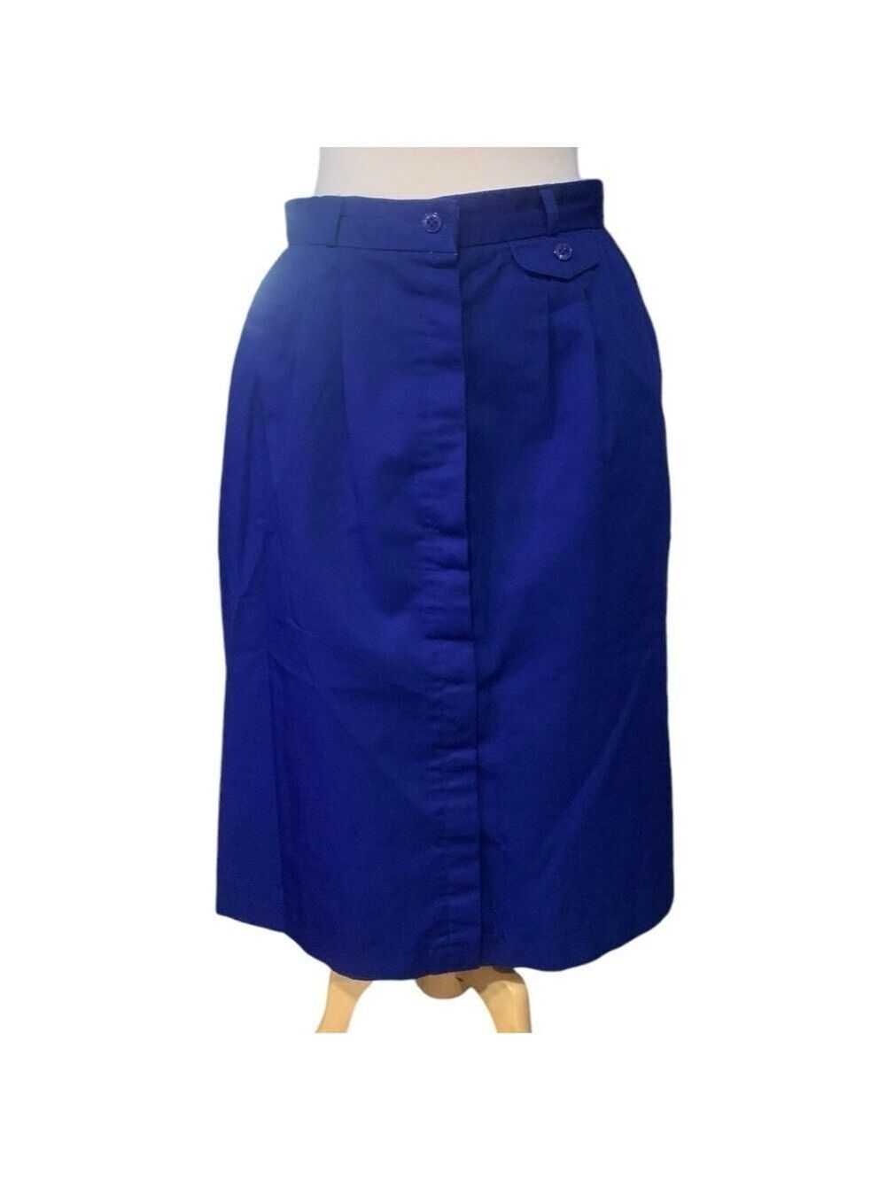 ❤️Vintage blue button down pencil skirt size 14 with pockets